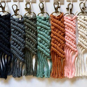 Pink Boho Macrame Keychain - Bubblegum Color
